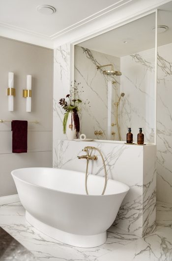 Łazienka spiek kwarcowy Marazzi Caparia Lux Gris