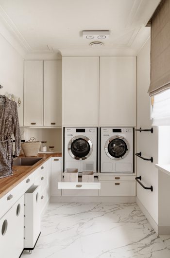 Spiek kwarcowy Marazzi Caparia Lux Gris - pralnia w domu.